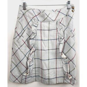 Anthropologie Edme & Esyllte Womens Mini Skirt Size 4 Gray Plaid Ruffle Coquette